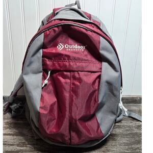 Outdoor Products Gray Maroon Multi Compartment Backpack Padded Straps